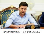 Small photo of President of Ukraine Volodymyr Zelenskiy during Meeting of the National Security and Defense Council of Ukraine in Kyiv, Ukraine. 31-05-2019