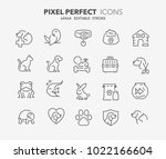 thin line icons set of pets and ... | Shutterstock .eps vector #1022166604