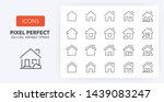 set of thin line icons of homes ... | Shutterstock .eps vector #1439083247