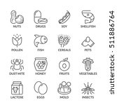 Basic Allergens Thin Line Icons ...