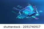 cloud storage with laptop in... | Shutterstock .eps vector #2051740517