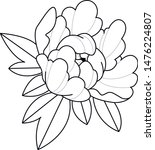 line peony flower dot work  | Shutterstock .eps vector #1476224807