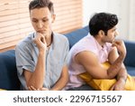 Small photo of Gay Couple Relationship Conflict And Divorce. Unhappy And Sad. gay couple going through relationship problems.