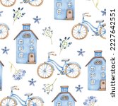 Pattern With House Bicycle...