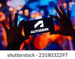 Small photo of June 15, 2023, Brazil. In this photo illustration, the Autodesk logo is displayed on a smartphone screen