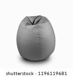 Small photo of gray and white bean bag hd white background studio lighting.modern rexine type leather furniture