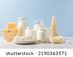 Variety of dairy products on...