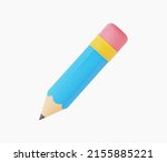 3d realistic pencil icon vector ... | Shutterstock .eps vector #2155885221