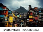 Poor neighborhood in the city. Slum. Favela.