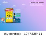 concept of online shopping ... | Shutterstock .eps vector #1747325411