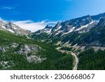 Beautiful afternoon view of North Cascades National Park complex from Washington Pass, Highway 20, Washington USA