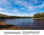 Hay River flowing quietly, Northwest Territories, Canada