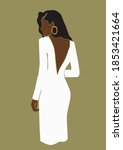Elegant Black Woman In White...