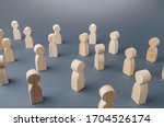 Small photo of Many figures of people stand at a distance. People Society Concept. Behavior and social science relationships. Manipulation and management. Marketing, segmentation, consumer market research.