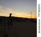Silhouette Of Cowboy At Sunset...