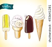 hand drawn collection ice cream ... | Shutterstock .eps vector #453641281