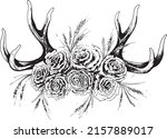hand drawn roses bouquet in... | Shutterstock .eps vector #2157889017