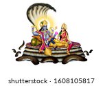 Hindu God  Vishnu  Reclining On ...