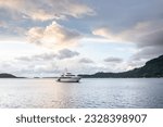 White superyacht at anchor in famous bay in Bora Bora, French Polynesia