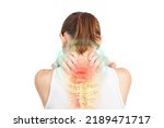 Spine of woman with neck pain....