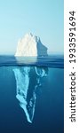 Small photo of Iceberg - Hidden Danger And Global Warming Concept. Iceberg floating in the ocean with visible underwater part. Greenland Ice