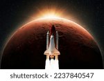 Space shuttle rocket with blast ...