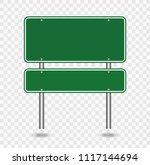 green blank road sign isolated... | Shutterstock .eps vector #1117144694