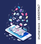 isometric concept of smartphone ... | Shutterstock .eps vector #684009067