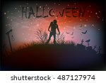 zombie concept horror landscape ... | Shutterstock .eps vector #487127974