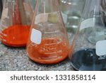 Small photo of Color and pigment dyestuff solvent base test in textile laboratory