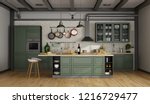 Vintage Green Kitchen With...