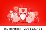 happy valentine's day holiday... | Shutterstock .eps vector #2091131431