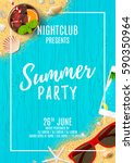 beautiful flyer for summer... | Shutterstock .eps vector #590350964