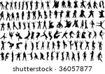 lots of silhouettes of dancing... | Shutterstock . vector #36057877
