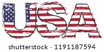 Word Usa With American Flag...