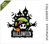  halloween skull castle vector... | Shutterstock .eps vector #1503097811