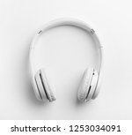 stylish modern headphones with... | Shutterstock . vector #1253034091