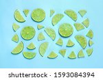 juicy fresh lime slices on... | Shutterstock . vector #1593084394