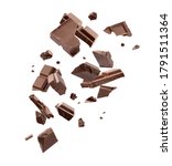 Milk chocolate pieces falling...