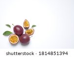 fresh ripe passion fruits ... | Shutterstock . vector #1814851394