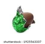 Chocolate Egg In Green Foil On...