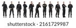 Small photo of Collage of professional security guard on white background. Banner design