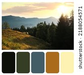 Small photo of Color palette appropriate to photo of beautiful mountain landscape in morning