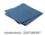 Blue folded fabric napkin on white background