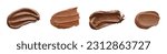 Small photo of Yummy chocolate paste on white background, top view. Collage design