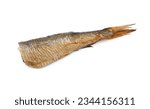 Small photo of One tasty canned sprat isolated on white