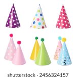 Colorful party hats isolated on ...