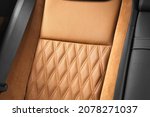 Car interior upholstery design luxury and stylish Beige black leather seats with Alcantara