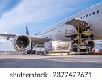 Air cargo logistic containers are loading=