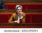 Small photo of Ecologist EELV deputy Sandrine Rousseau during a session of questions to the government at The National Assembly in Paris, France on January 17, 2023.
